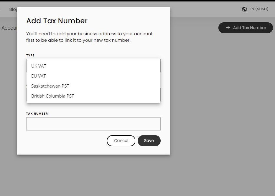 add-tax-number-on-artofwhere-account